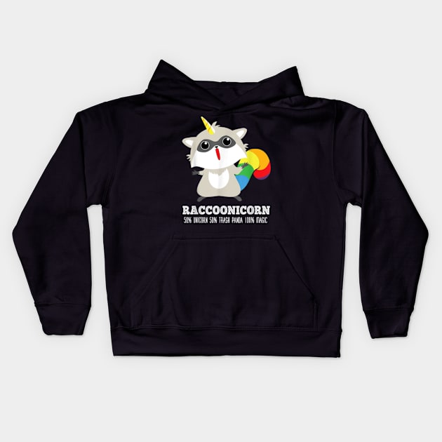 Racoonicorn Funny Trash Panda Raccoon With Unicorn Horn Kids Hoodie by YolandaRoberts